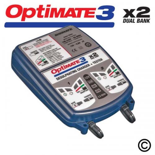TECMATE OPTIMATE 3 DUAL BANK OF 2 12V BATTERY CHARGERS/OPT