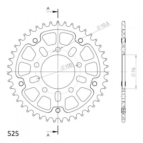 SUPERSPROX SUPERSPROX REAR STEALTH 43T, GOLD, 525 MARCHESINI/