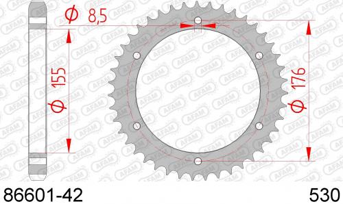 AFAM REAR STEEL 42T, 530 AF28660142