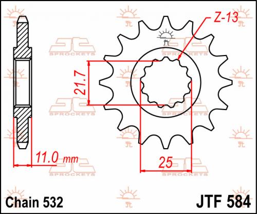 JT SPROCKETS FRONT STEEL 16T, 532