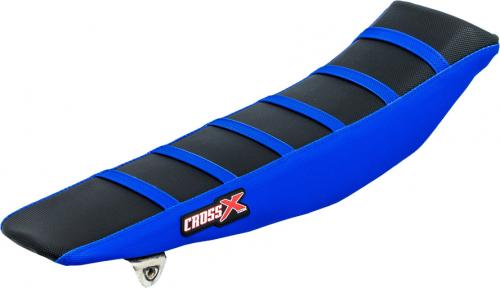 CROSS X SEAT COVER, BLACK/BLUE/BLUE (W/STRIPES)