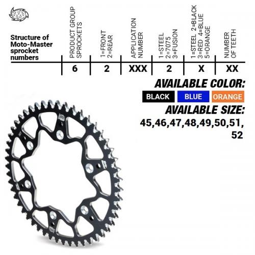 MOTO MASTER REAR ALU 48T, ORANGE, 428