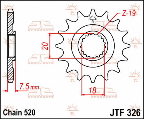 JT SPROCKETS FRONT STEEL 12T, 520 JTF032612