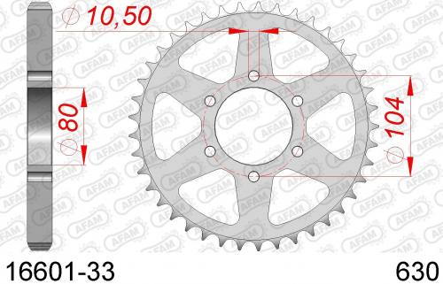 AFAM REAR STEEL 33T, 630