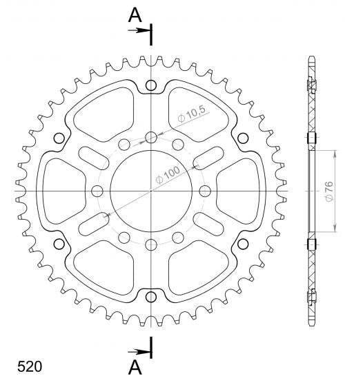 SUPERSPROX SUPERSPROX REAR STEALTH 48T, GOLD, 520 SU6182548G