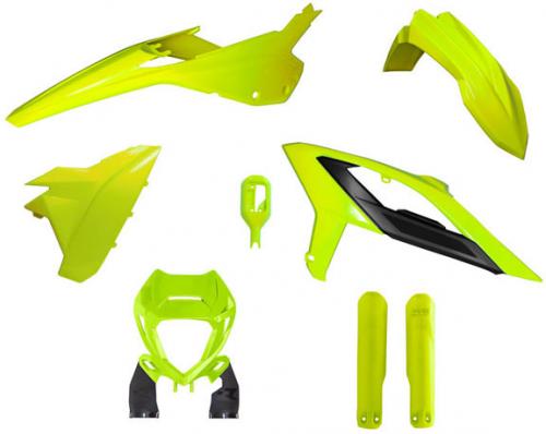 RTECH PLASTIC KIT 6 PCS W/HEADL/WRAP FORK NEON YELLOW
