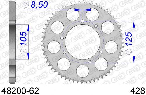 AFAM REAR ALU 62T, 428 AF54820062