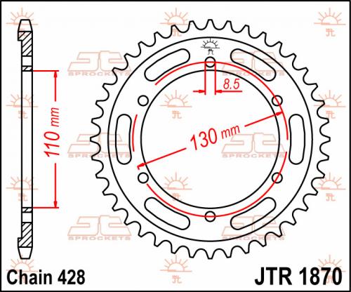JT SPROCKETS REAR STEEL 46T, 428 JTR187046