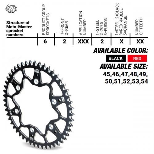 MOTO MASTER REAR ALU 48T, BLACK, 520 37620022248