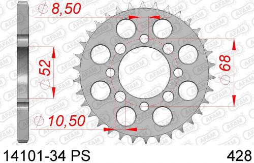 AFAM REAR STEEL 34T PS, 428