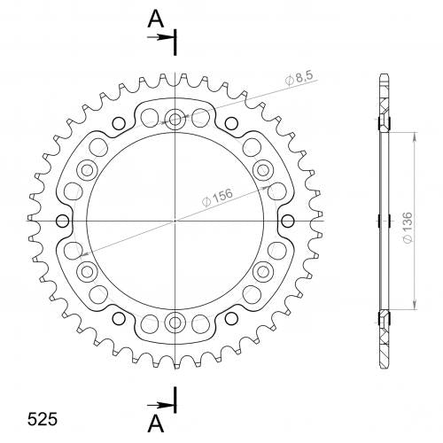 SUPERSPROX SUPERSPROX REAR STEALTH 43T, GOLD, 525 SU6179143G