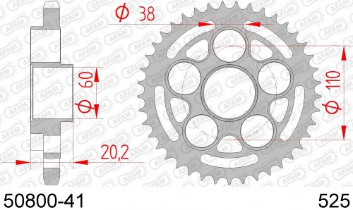 AFAM REAR STEEL 41T, 525 AF25080041