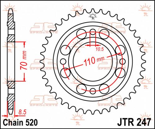 JT SPROCKETS REAR STEEL 35T, 520 JTR024735