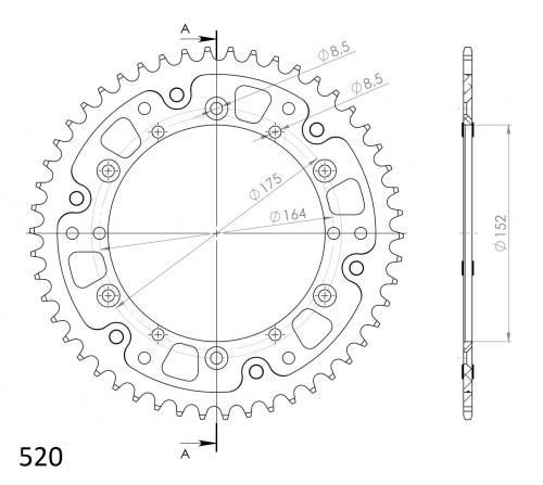 SUPERSPROX SUPERSPROX REAR ALU 48T, SILVER, 520 SU285348S
