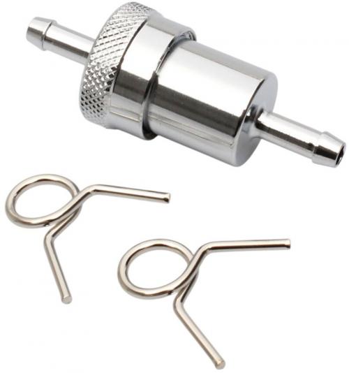 UNIVERSAL FUEL FILTER 6MM, CHROME/METAL