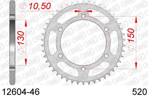 AFAM REAR STEEL 46T, 520 AF21260446