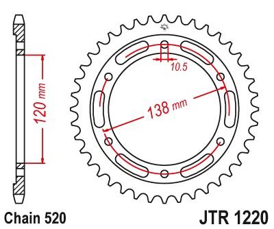 JT SPROCKETS REAR STEEL 36T, 520 JTR122036