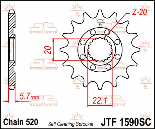 JT SPROCKETS FRONT STEEL SC 13T, 520 JTF159013S