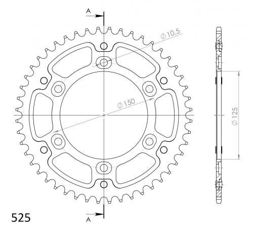 SUPERSPROX SUPERSPROX REAR STEALTH 52T, GOLD, 525