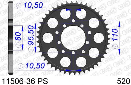 AFAM REAR ALU 36T PS, 520