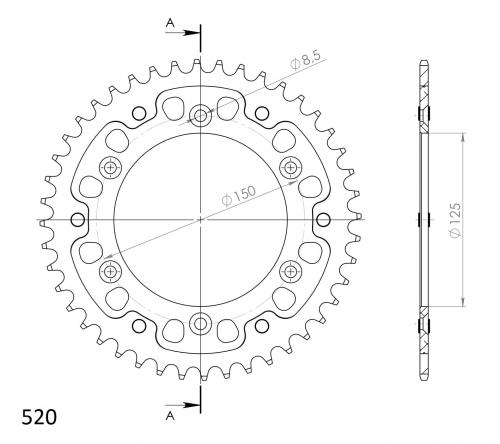 SUPERSPROX SUPERSPROX REAR STEALTH 44T, GOLD, 520 SU699044G