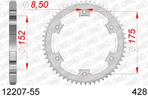 AFAM REAR STEEL 55T, 428 AF21220755