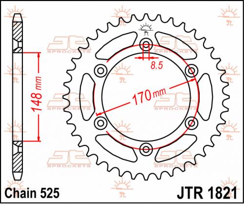 JT SPROCKETS REAR STEEL 47T, 525 JTR182147