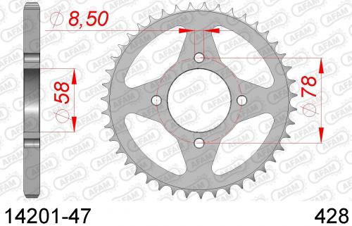AFAM REAR STEEL 47T, 428 AF21420147