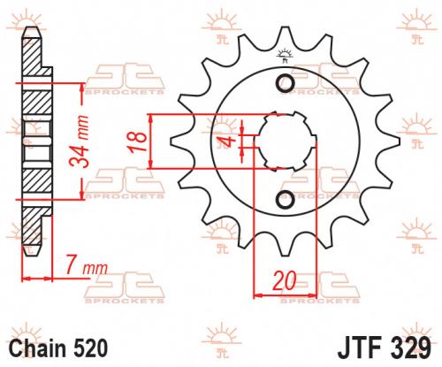 JT SPROCKETS FRONT STEEL 13T, 520 JTF032913