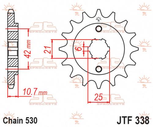 JT SPROCKETS FRONT STEEL 16T, 530 JTF033816