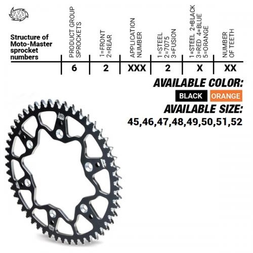 MOTO MASTER REAR ALU 45T, ORANGE, 520 37620302545