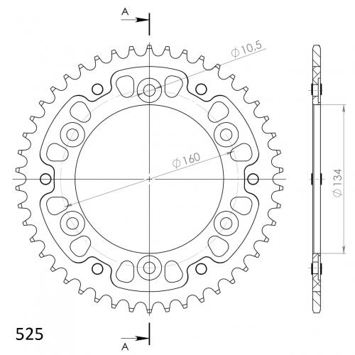 SUPERSPROX SUPERSPROX REAR ALU 46T, BLACK, 525 SU2130746B