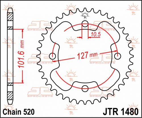 JT SPROCKETS REAR STEEL 37T, 520 JTR148037