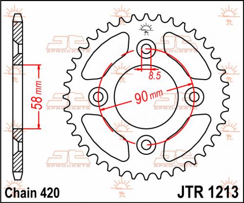 JT SPROCKETS REAR STEEL 37T, 420 JTR121337
