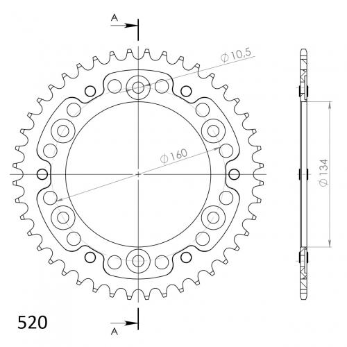 SUPERSPROX SUPERSPROX REAR STEALTH 43T, BLACK, 520 SU6130843B