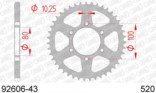 AFAM REAR STEEL 43T, 520 AF29260643