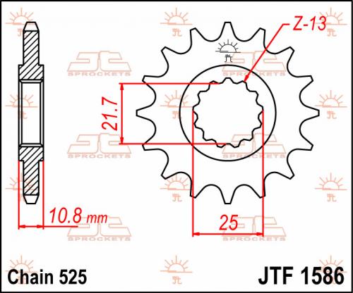 JT SPROCKETS FRONT STEEL 15T, 525 JTF158615