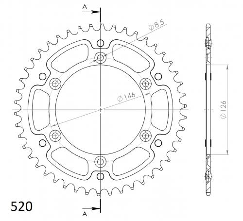 SUPERSPROX SUPERSPROX REAR ALU 46T, SILVER, 520 SU280846S