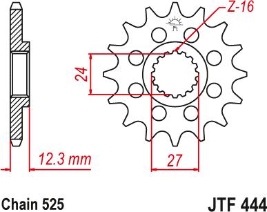 JT SPROCKETS FRONT STEEL 17T, 525 JTF044417