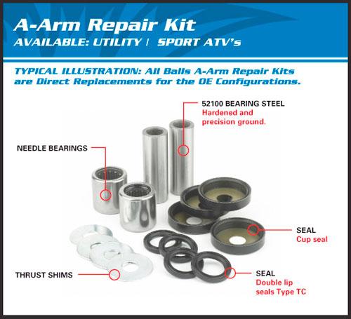 ALL BALLS UPPER A-ARM BEARING SEAL KIT 50-1004