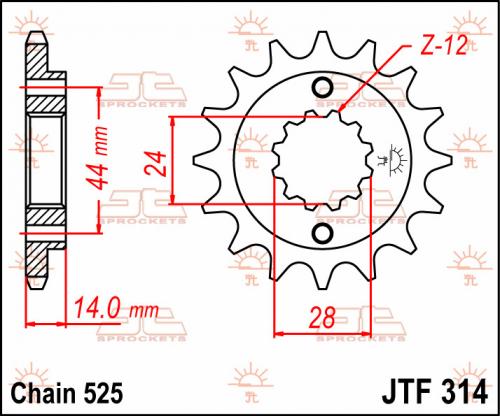 JT SPROCKETS FRONT STEEL 15T, 525 JTF031415