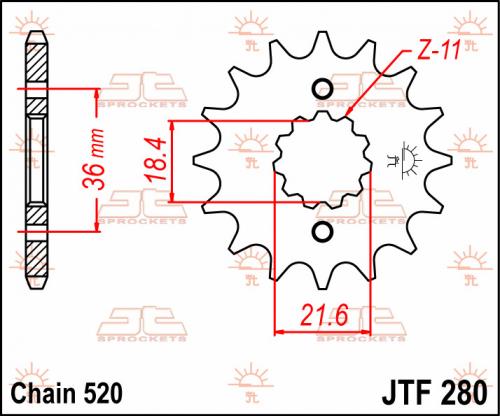JT SPROCKETS FRONT STEEL 13T, 520 JTF028013