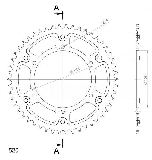 SUPERSPROX SUPERSPROX REAR STEALTH 52T, BLUE, 520 SU6151552D