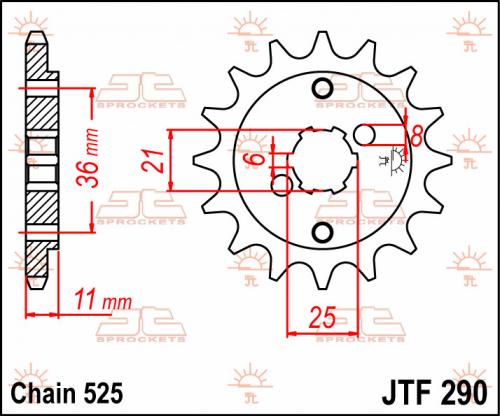 JT SPROCKETS FRONT STEEL 14T, 525 JTF029014