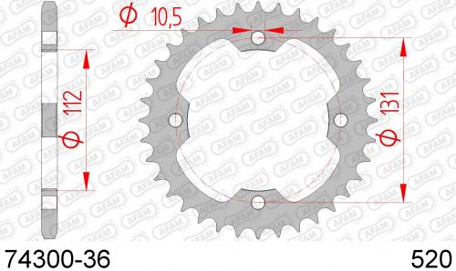 AFAM REAR STEEL 36T, 520 AF27430036