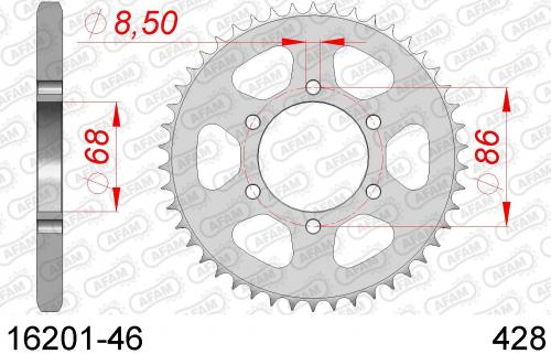 AFAM REAR STEEL 46T, 428 AF21620146
