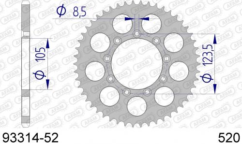 AFAM REAR ALU 52T, 520 AF59331452