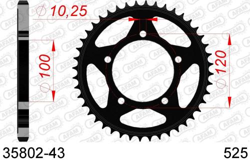 AFAM REAR STEEL 43T, 525 AF23580243