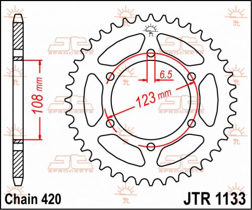 JT SPROCKETS REAR STEEL 53T, 420 JTR113353