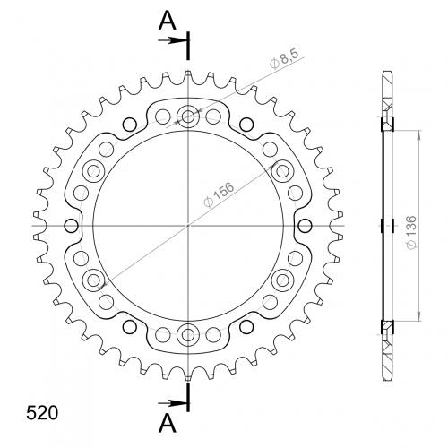 SUPERSPROX SUPERSPROX REAR ALU 42T, BLACK, 525 SU2179142B